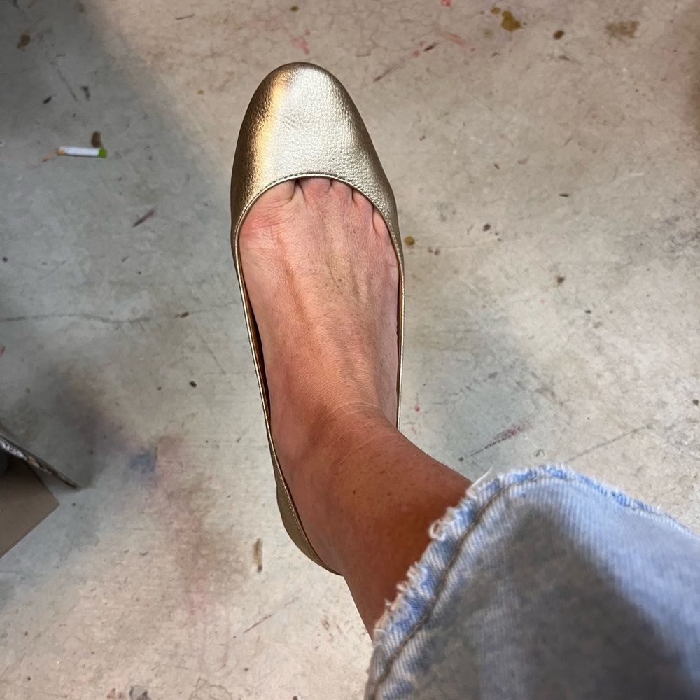Michael Kors Gold Metallic Leather Ballet Flat 7 - Picture 8 of 8